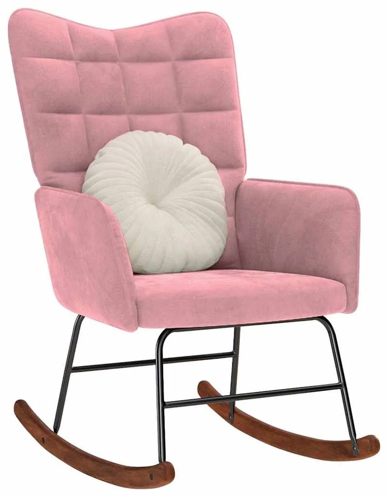 Sedia A Dondolo Rosa İn Velluto /