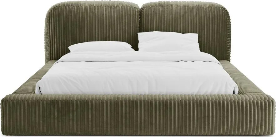 Letto matrimoniale imbottito verde con contenitore con rete inclusa 160x200 cm Martina – Micadoni