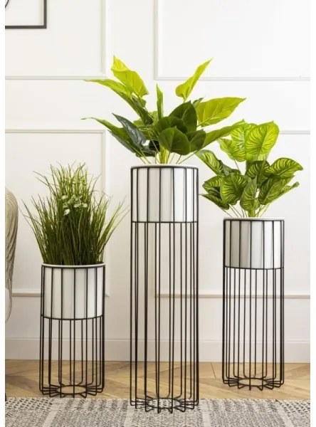 Vaso da fiori in metallo LOFT 70x20 cm nero/bianco