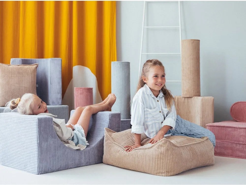 Set per psicomotricità blu in velluto a coste 75x49x37 cm Rainbow Montessori – Wigiwama