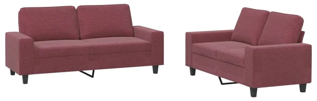 Set di divani 2 pz rosso vino in tessuto