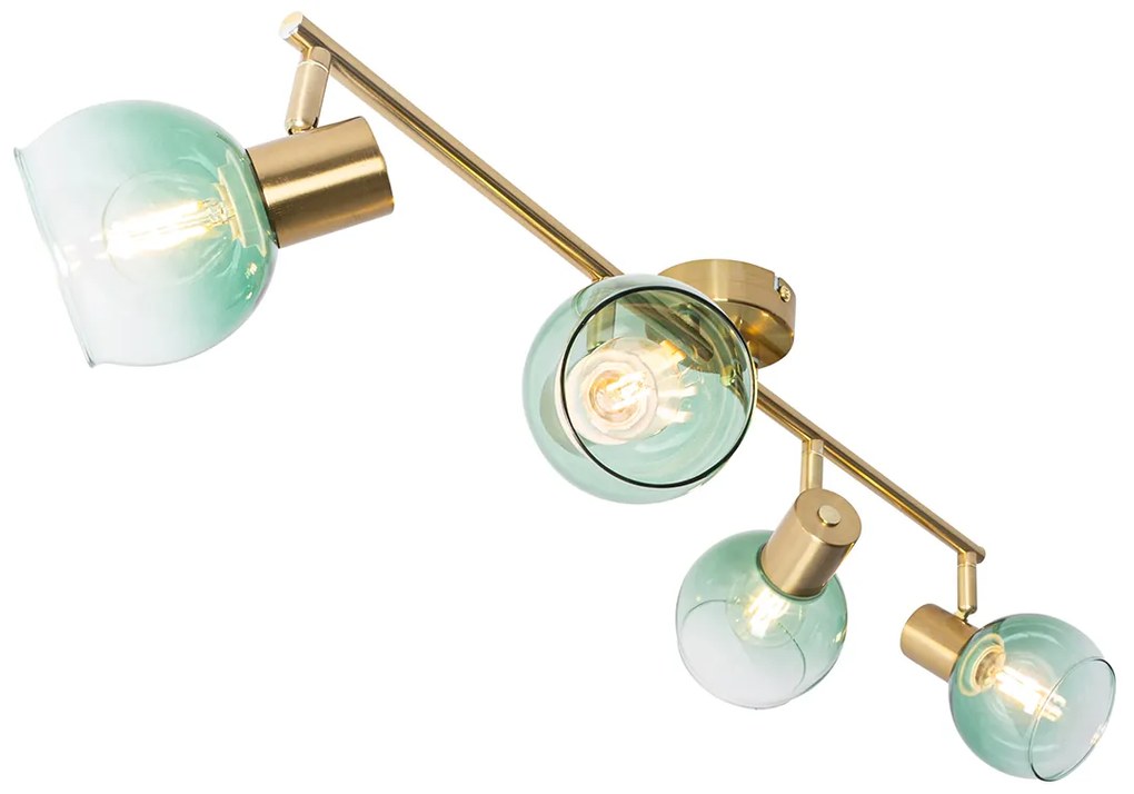 Faretto Art Déco oro con vetro verde 4 luci - VIDRO