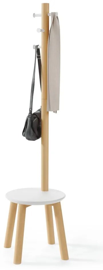 Appendino in legno bianco in gomma naturale Pillar - Umbra