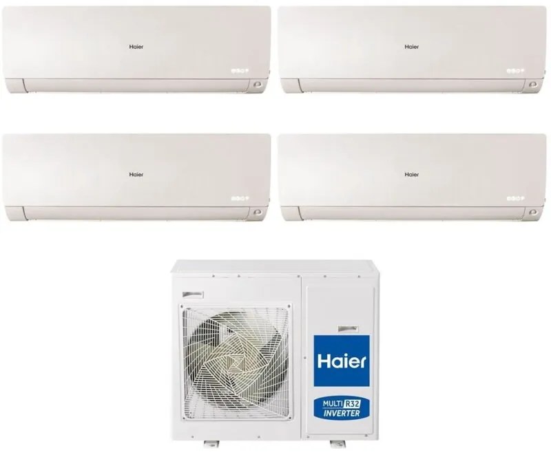Climatizzatore Condizionatore Haier Quadri Split Inverter serie FLEXIS PLUS WHITE 7+7+15+18 con 4U85S2SR3FA R-32 Wi-Fi Integrato Colore Bianco