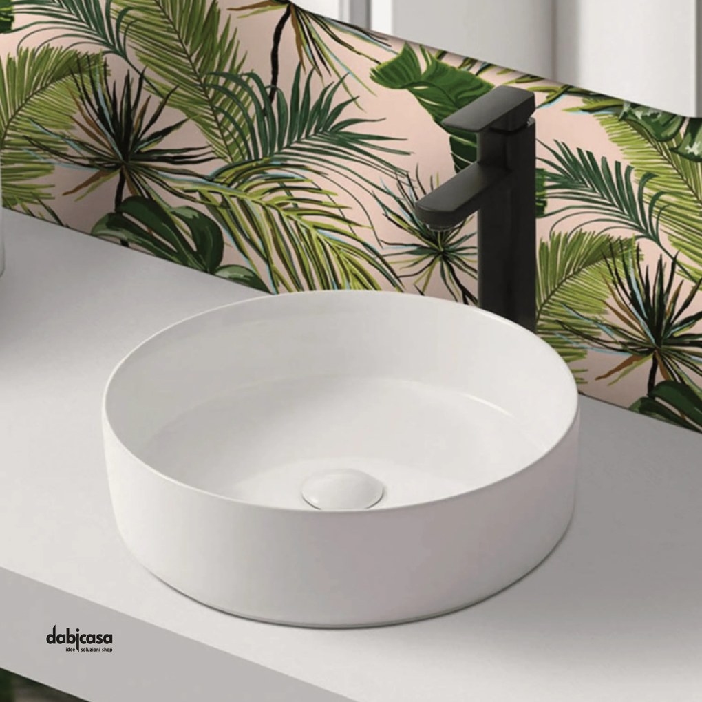 Lavabo D'Appoggio In Ceramica Bianco Lucido Diam. 40