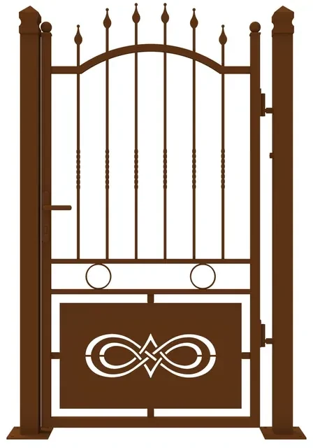 Cancello Lavaredo in ferro, apertura a destra, L 104.5, H 180-195 cm, di colore marrone corten