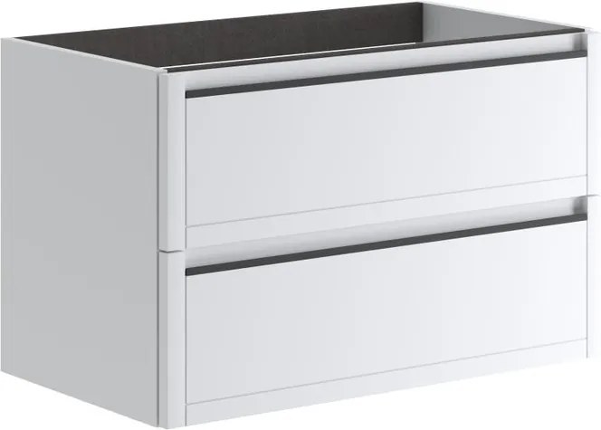 Mobile da bagno sospeso sotto lavabo L 79.5 x H 50 x P 45.5 cm bianco opaco, 2 cassetti TRATTO