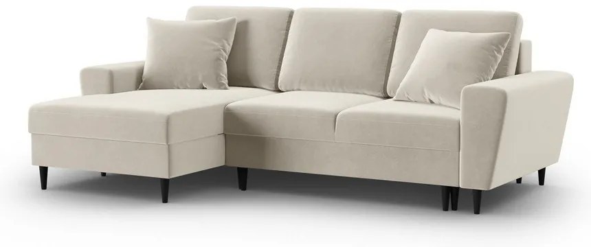 Divano angolare beige allungabile e con contenitore (con penisola a sinistra/con chaise lounge) con rivestimento in velluto Kyoto – Cosmopolitan Design