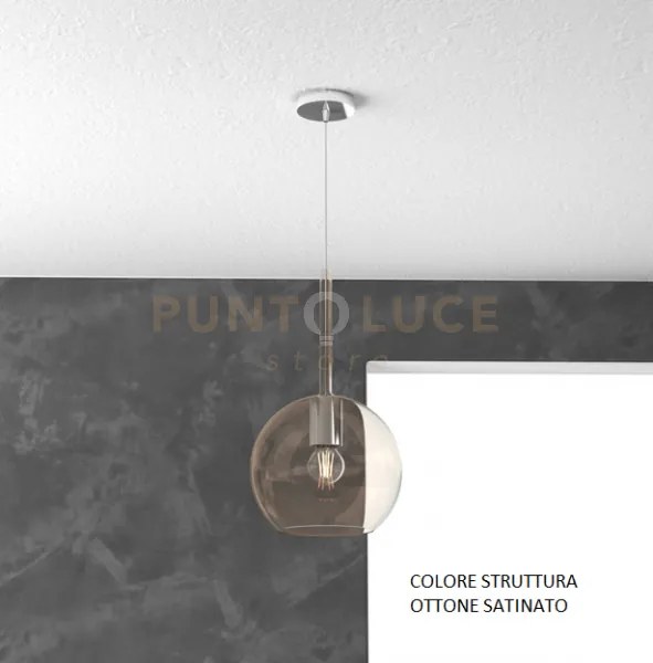 Sosp. ottone sat. 1 luce media ambra 1155os-sm-am