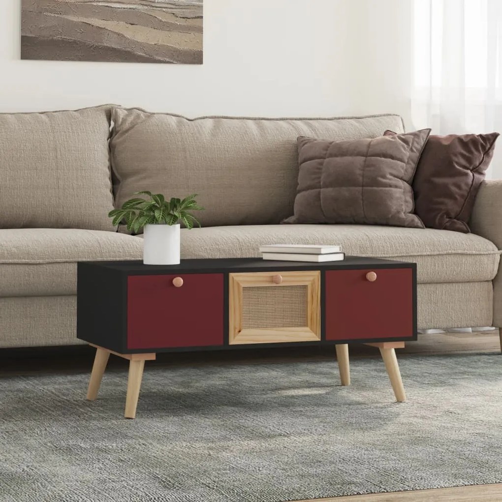 Tavolino Da Salotto Con Cassetti 80x40x35,5cm Legno Multistrato /