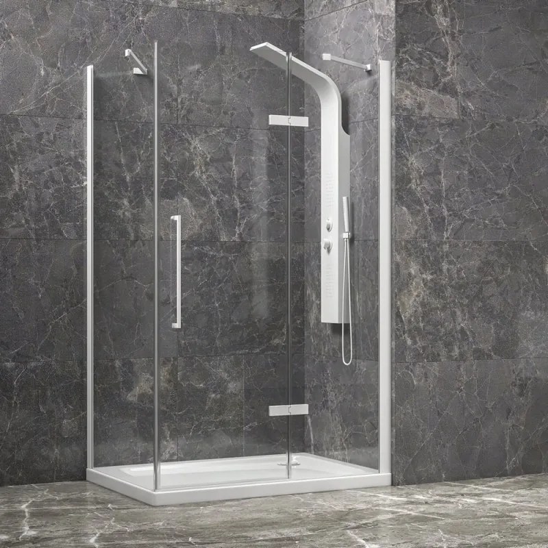 Kamalu - Box doccia 90x120 colore bianco porta battente laterale fisso 90cm | KT5000B
