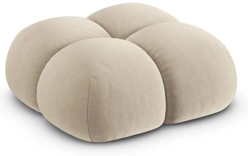 Poggiapiedi beige con rivestimento in velluto Loretto – Cosmopolitan Design