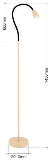 Orion - Lampada da terra flessibile DOTTY 1xGU10/10W/230V beige/nera