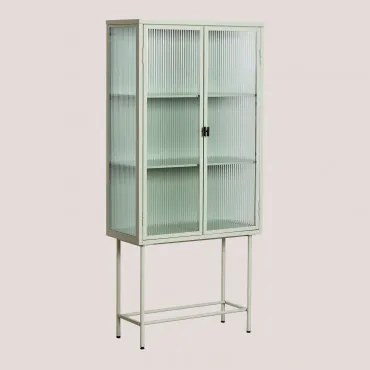 Vetrina verticale in metallo e vetro Celadon - Sklum