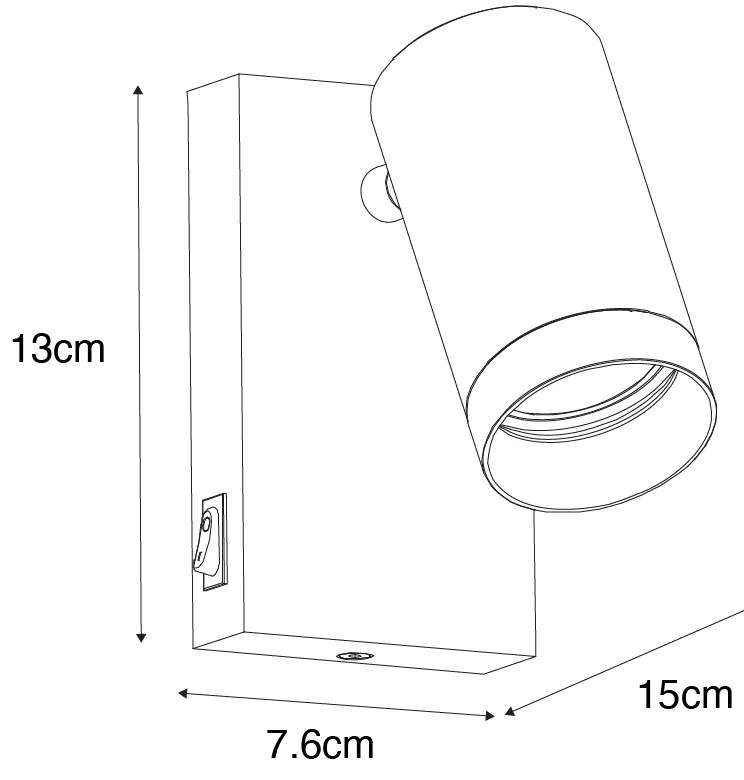 Applique moderna nera regolabile con interruttore - Jeana Luxe