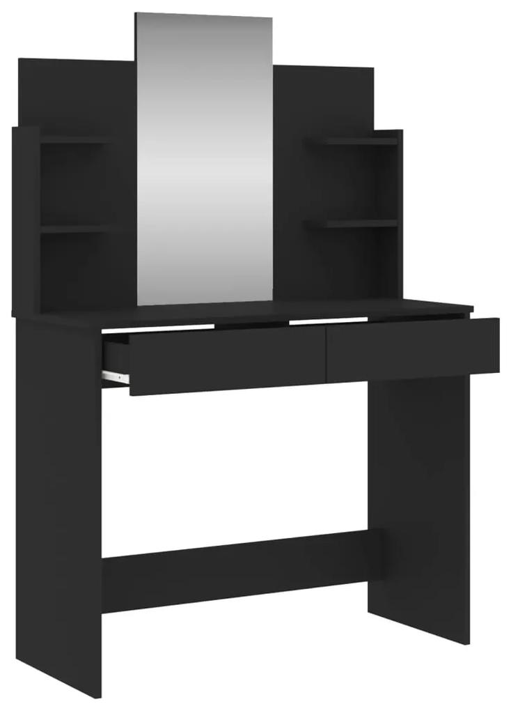 Toeletta con specchio nero 96x39x142 cm