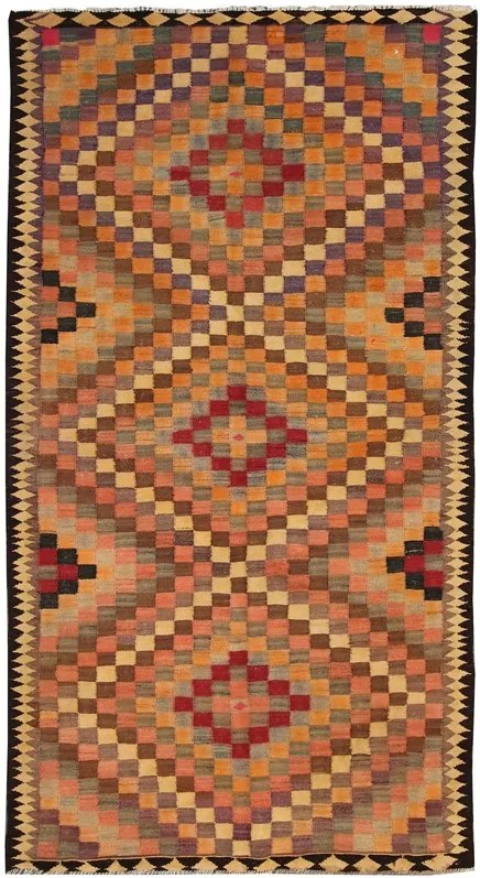 Kilim Tappeto 290x150 Marrone (Iran) Tessuto A Mano