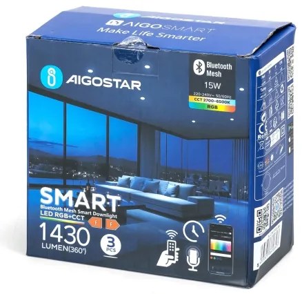 Aigostar - Set da 3 faretti LED RGBW dimmerabili da incasso MESH 15W/230V 2700K–6500K Ø17 cm