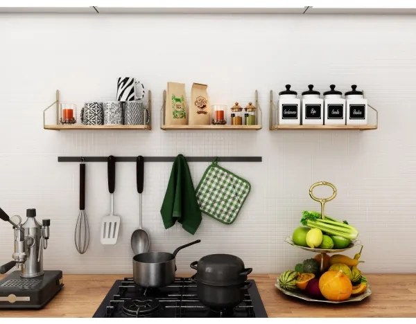 Mensola 45x16 cm quercia/oro