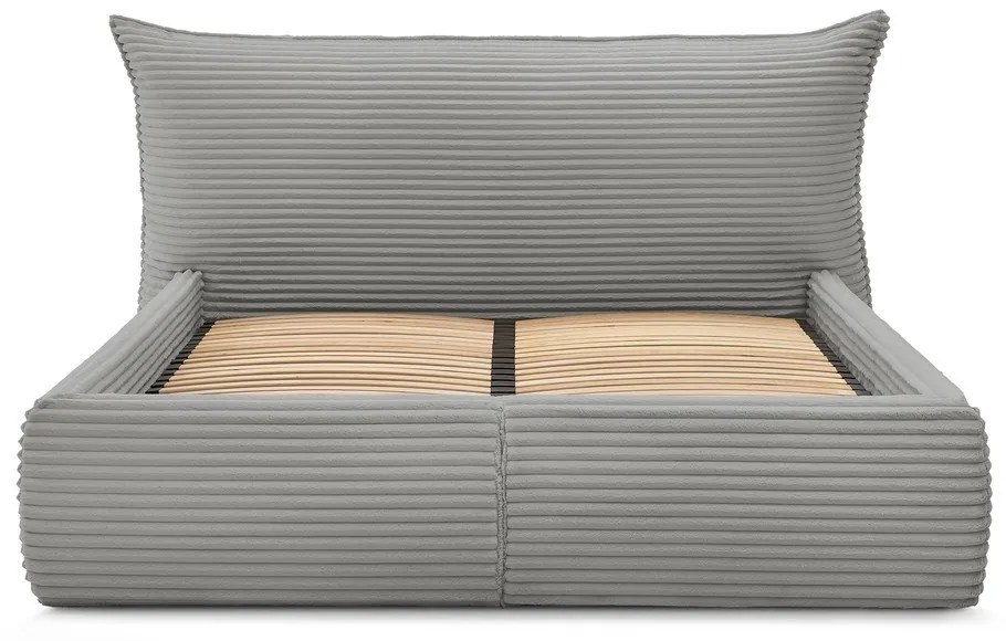 Letto matrimoniale grigio imbottito con spazio contenitivo con griglia inclusa 180x200 cm Jade – Bobochic Paris