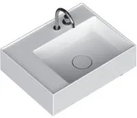 Lavabo lavatrucco monoforo Domus Falerii bianco lucido 60x46 cm con vasca a destra