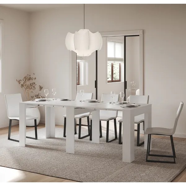 Consolle allungabile slim 8 posti in nobilitato Bianco Frassino - SLICK