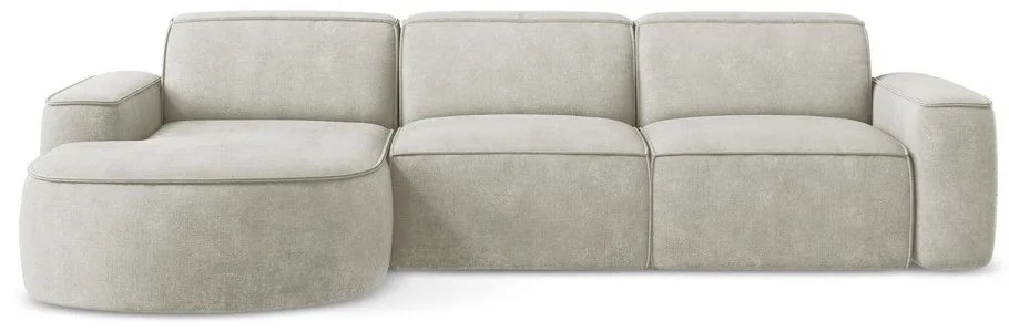 Divano angolare color crema (con penisola a sinistra/con chaise lounge) con rivestimento in ciniglia Omao – Makamii