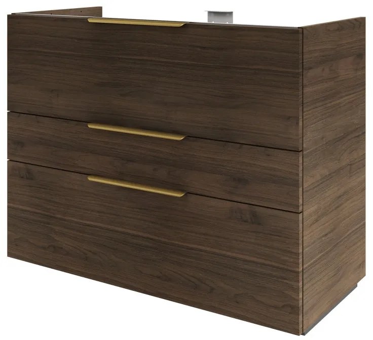 Mobile da bagno sotto lavabo SENSEA Neo Frame noce lucido L 105 x H 84 x P 48 cm 3 cassetti, lavabo non incluso