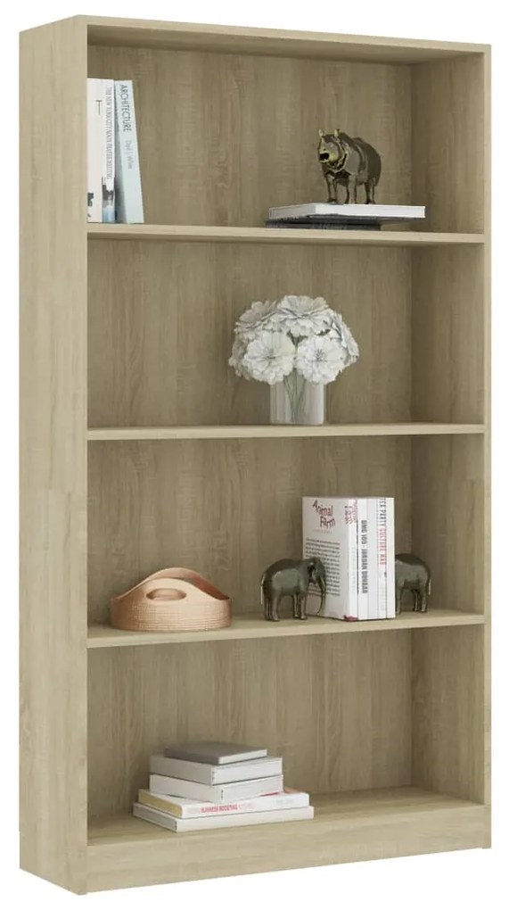 Libreria a 4 ripiani rovere sonoma 80x24x142 cm in truciolato