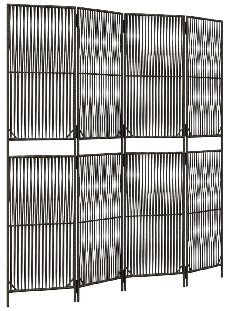 Divisorio per ambienti a 4 pannelli grigio in polyrattan