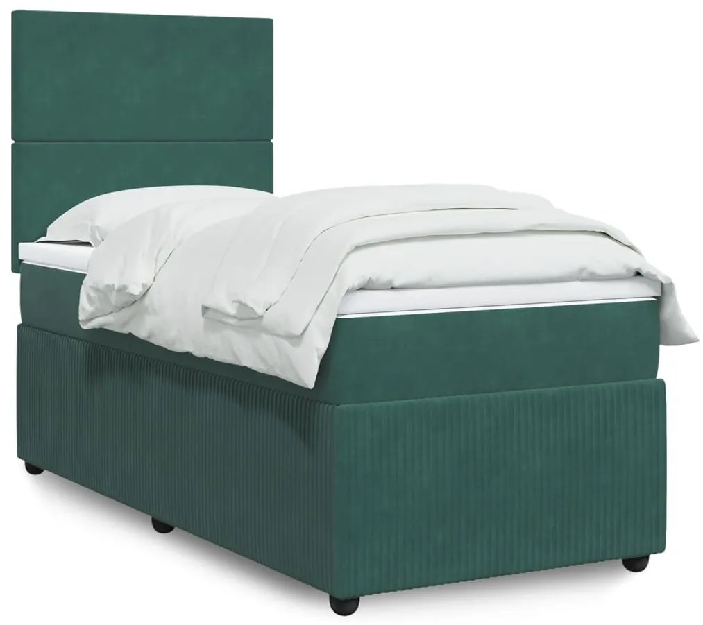 Giroletto A Molle Con Materasso Verde Scuro 90x190 Cm Velluto /