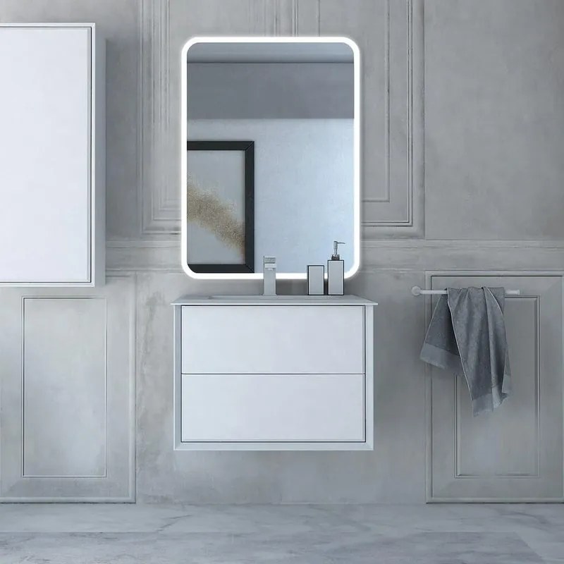 Mobile sottolavabo e lavabo Bellagio per vasca centrale bianco opaco L 71 x H 48 x P 46 cm 2 cassetti