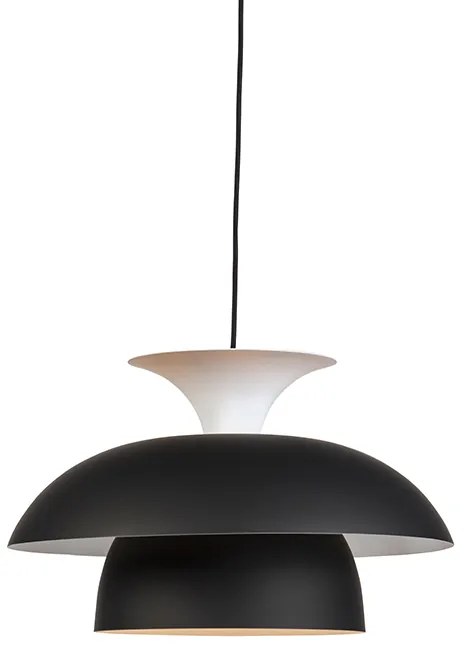 Lampada a sospensione rotonda moderna nera con bianco a 3 strati - Titus