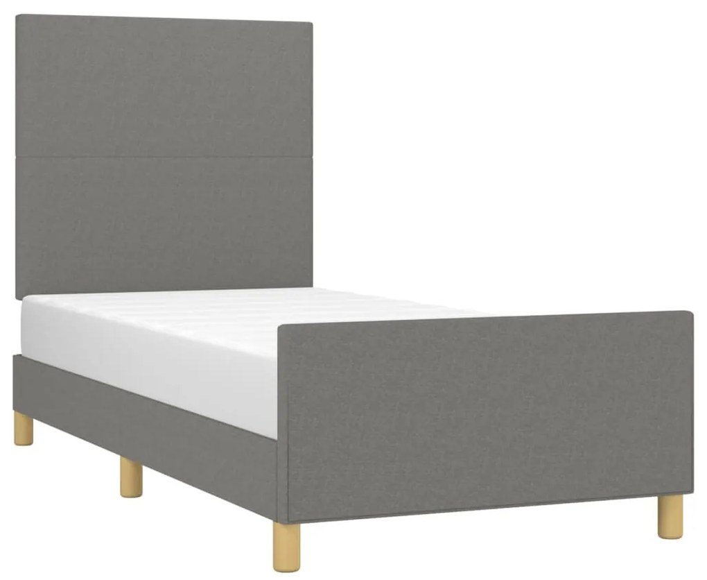 Giroletto con testiera grigio scuro 80x200 cm in tessuto