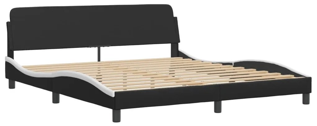 Letto con materasso nero e bianco 180x200 cm in similpelle