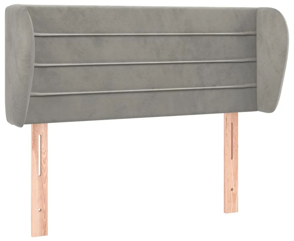Testiera ad orecchio grigio chiaro 103x23x78/88 cm in velluto