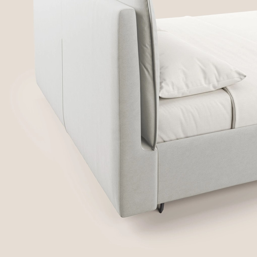 Nives letto imbottito contenitore sfoderabile in microfibra velluto impermeabile T09 panna