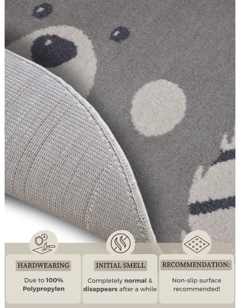 Tappeto grigio per bambini ø 100 cm Bear - Hanse Home