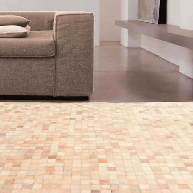 Tappeto Leath patchwork geometrico beige, L 200 x L 140 cm