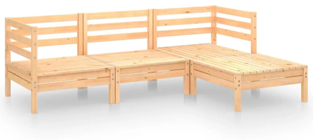 Set salotto da giardino 4 pz in legno massello di pino