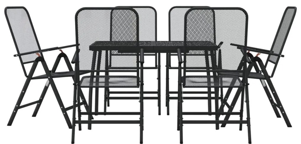 Set da pranzo da giardino 7pz antracite in rete metallica