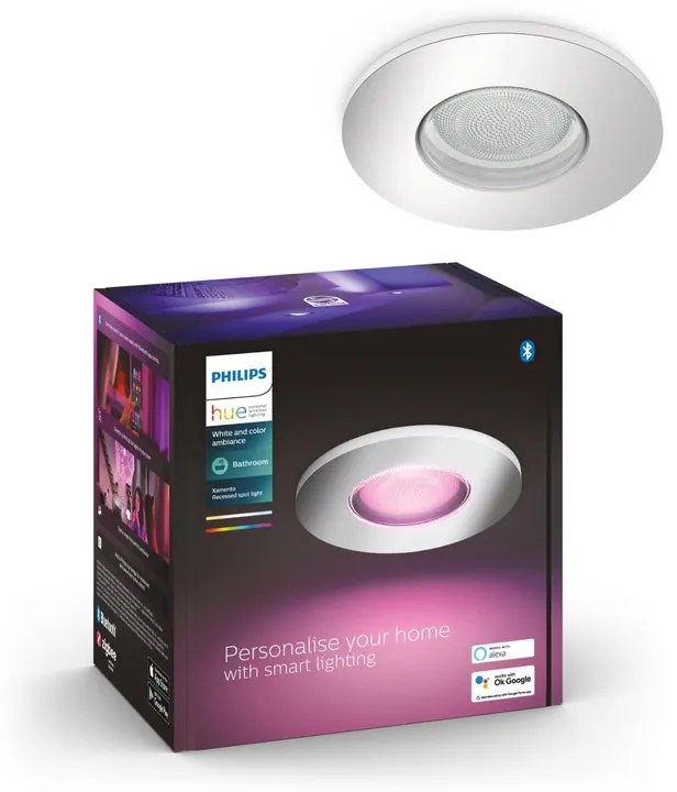 Faretto da incasso con fonte luminosa fisso GU10 PHILIPS HUE XAMENTO HUE grigio Luce rgbw