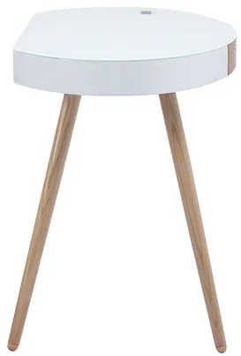 Ufficio multimediale connesso in vetro bianco e legno chiaro L120 cm HANDY