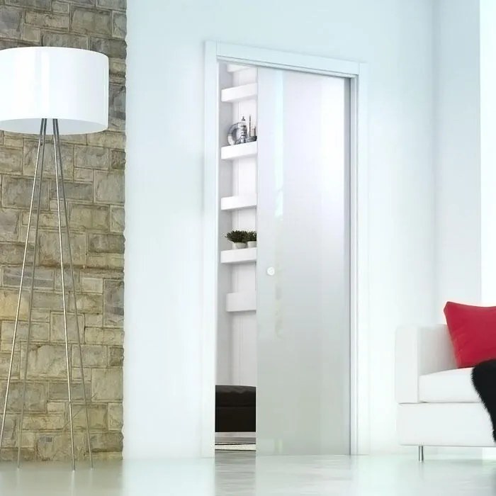 Porta scorrevole Secret grigio L 73 x H 212 cm reversibile