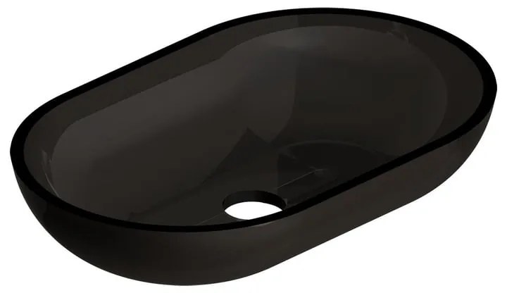 Lavabo da appoggio STEP/STAR ovale in vetro L 54 x H 11 x P 34.5 cm nero
