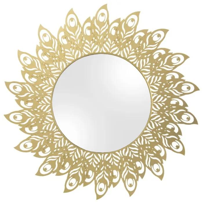 Specchio da parete con cornice color oro , ø 60 cm Peacock Feathers - PT LIVING