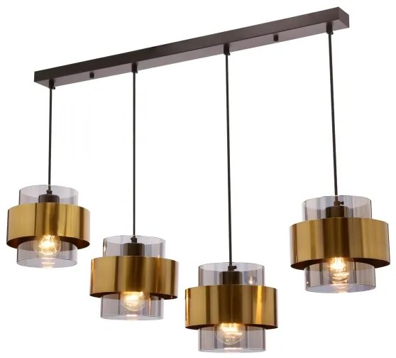 Lampadario a sospensione con filo SPIEGA 4xE27/60W/230V oro/nero