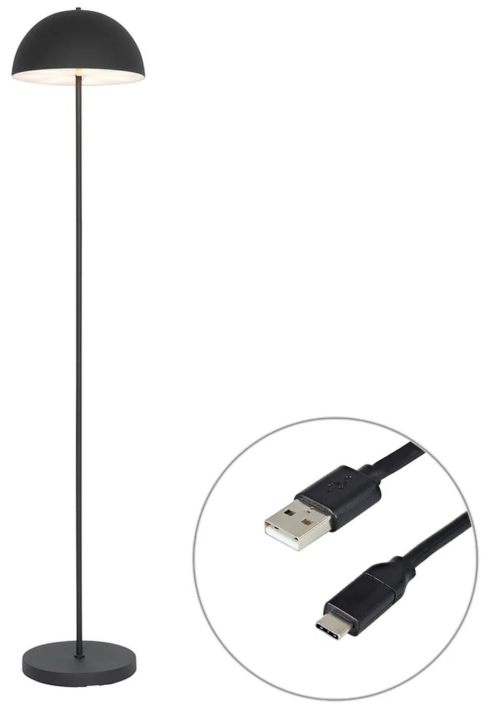 Lampada da terra da esterno ricaricabile nera con dimmer a 3 livelli - Keira