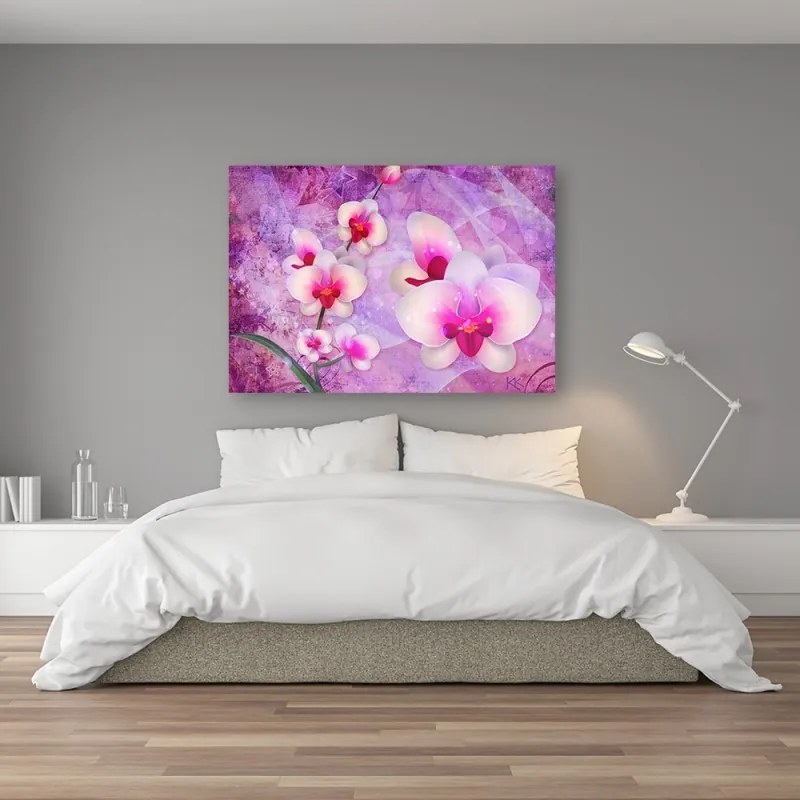 Quadro su tela, Astrazione dei fiori di orchidea  Dimensioni 60x40