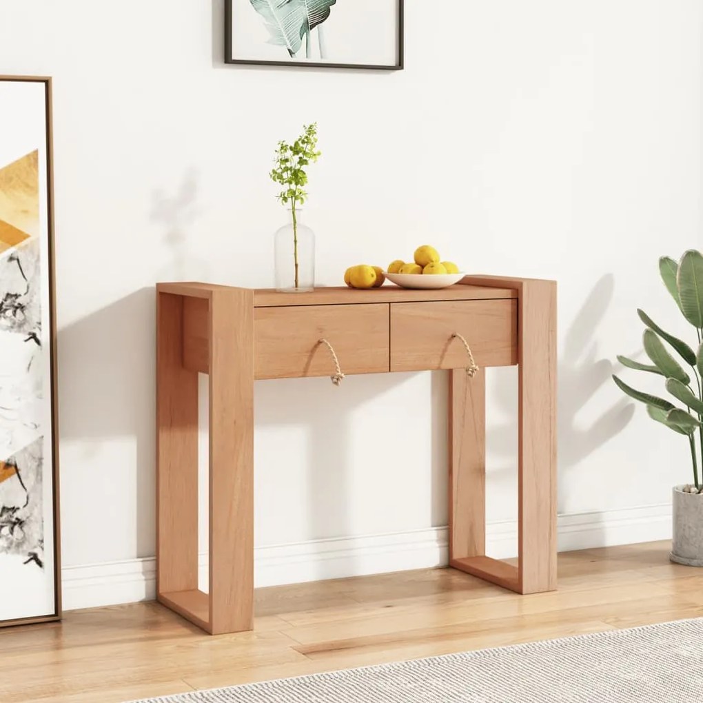 Tavolo Consolle 90x35x75 Cm İn Legno Massello Di Teak /